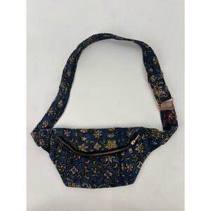 NWT Fragonard Belt Bag Fanny Pack Blue Floral Zipper Bohemian Adjustable Strap